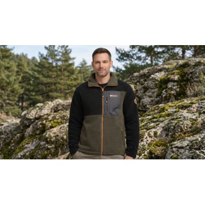 3. Men’s Fleece Jacket Geographical Norway TARLEY BLACK DB MEN 0124 (WZ8068H/GN-BLACK)