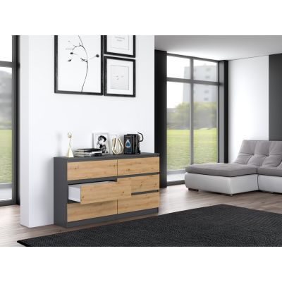 2. Chest of drawers M6 140 138x40xH77 anthracite/artisan