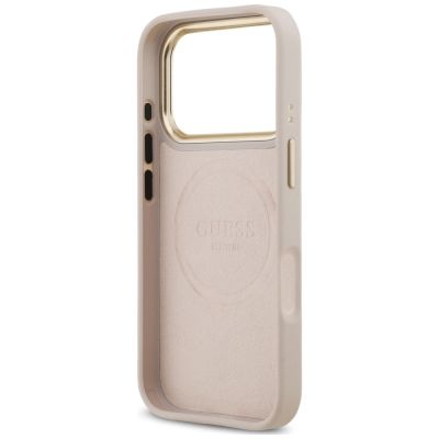 7. Guess 4G Logo Plate MagSafe Case for iPhone 18 Pro / 17 Pro – Pink