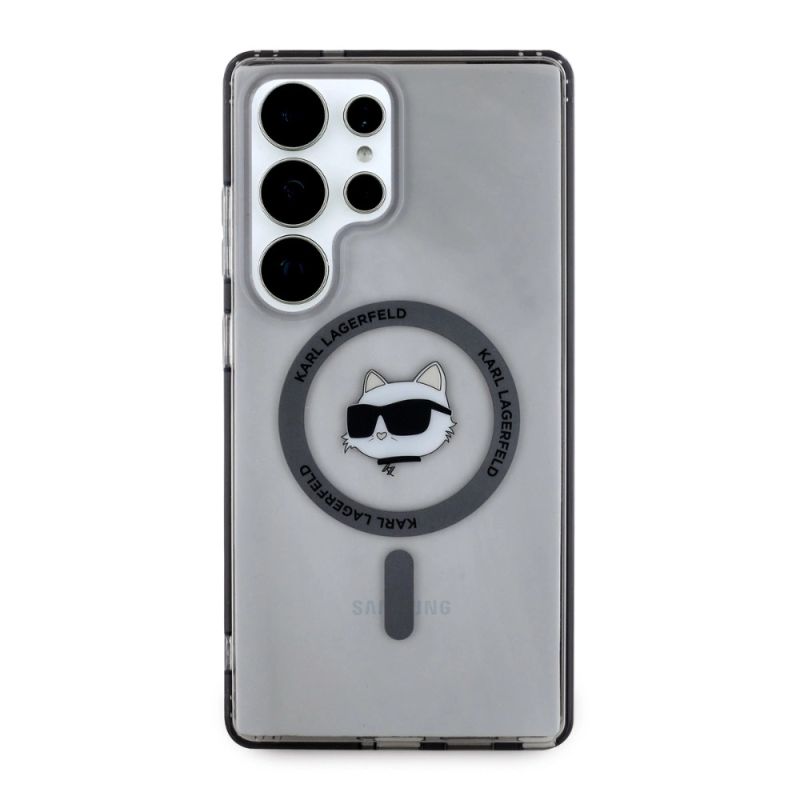 3. Karl Lagerfeld Button Choupette Head Printed Logo MagSafe Samsung Galaxy S25 Ultra case black