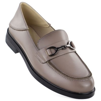 Women's leather moccasins beige Vinceza 18117