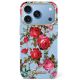 Guess IML Glitter Blossom Roses case for iPhone 17 Pro / 18 Pro - light blue