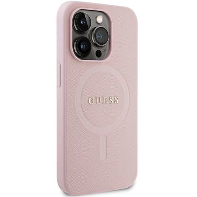 4. Guess GUHMP14LPSAHMCP case for iPhone 14 Pro - pink Saffiano MagSafe