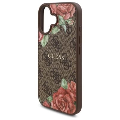 6. Guess GUHMP16SP4ROPEMCW iPhone 16 6.1" brown/brown hardcase 4G Flowers Print MagSafe