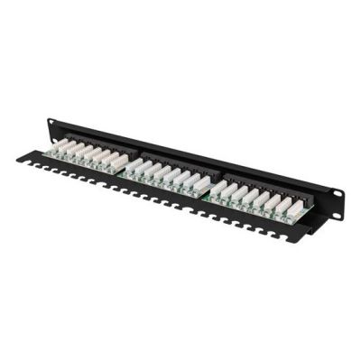 5. Patch panel 24 port 1U 19" category 6A UTP with cable organizer black LANBERG