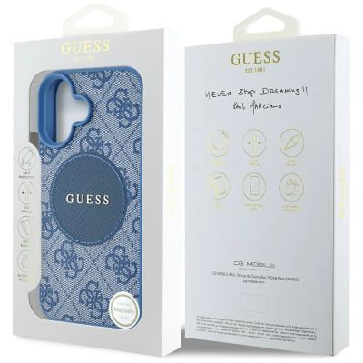 8. Guess 4G Circle Classic Logo MagSafe case for iPhone 16 - blue