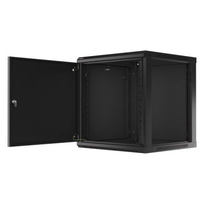 3. LANBERG WALL-HUNG RACK CABINET 19" 12U 600X600 METAL DOOR BLACK (FLAT PACK) WF01-6612-00B