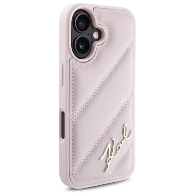 4. Karl Lagerfeld Quilted Signature iPhone 16 Case - Pink