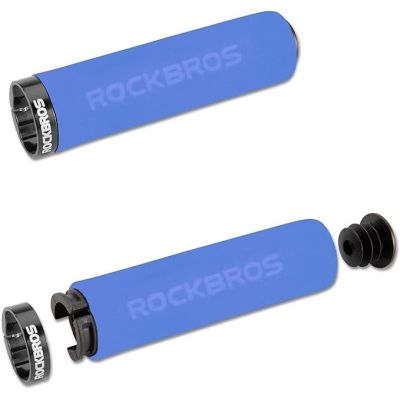 2. Rockbros BT1001BLBK sponge bicycle handlebar grips - blue and black