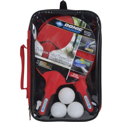 2. OUTDOOR WEATHERPROOF TABLE TENNIS SET 2 RACKETS 3 BALLS