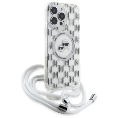 3. Karl Lagerfeld IML Crossbody Monogram Karl & Choupette Head MagSafe Case for iPhone 16 Pro - Clear