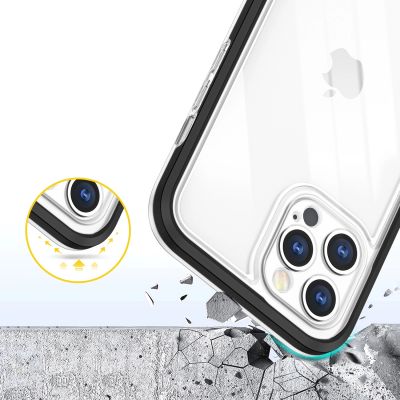 6. Clear 3in1 case for iPhone 12 Pro frame gel cover black