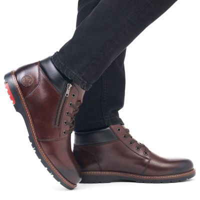 27. Rieker M RKR625 comfortable leather ankle boots lined with wool, brown