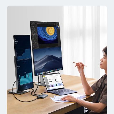 8. HUB Baseus PortalJoy Series 13in1 USB-C - 2x HDMI / DP / VGA / USB-A 3.1 / USB-C 3.1 / USB-A 2.0 / PD / RJ45 / SD / TF / AUX - gray