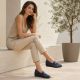 6. Women's leather wedge shoes, navy blue, Rieker L5356-14