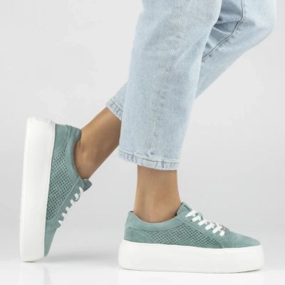 7. Women's leather sneakers openwork green Filippo DP7520/26