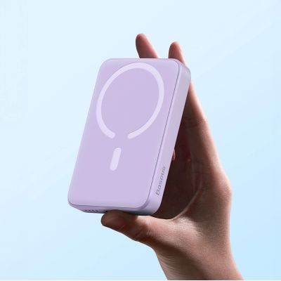 12. Baseus Magnetic Mini Inductive Powerbank 10000mAh 20W - Purple + USB-C - USB-C Cable