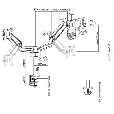 7. Desk mount for 32" flat panel Clamp