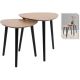 COFFEE TABLE WITH 3 LEGS, WOODEN TABLETOP, SET OF 2