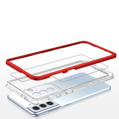 4. Clear 3in1 case for Samsung Galaxy S23 silicone cover with frame red