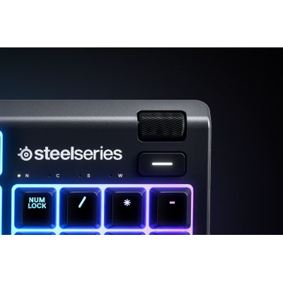 6. SteelSeries Apex 3 Gaming Keyboard, US Layout, Wired, Black SteelSeries Apex 3 Gaming keyboard IP32 water resistant for protection against spills, Customizable 10-zone RGB illumination reacts to games and Discord, Whisper quiet gaming switches last