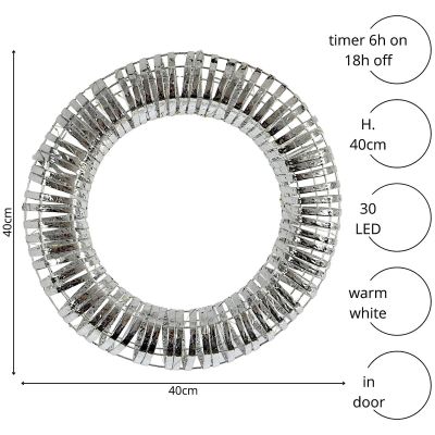 5. DECORATIVE WREATH TIRE 30LED 40CM SILVER