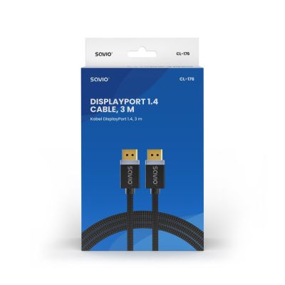 4. SAVIO CABLE DISPLAYPORT M - DISPLAYPORT M, V1.4, 3M, BLACK, CL-176
