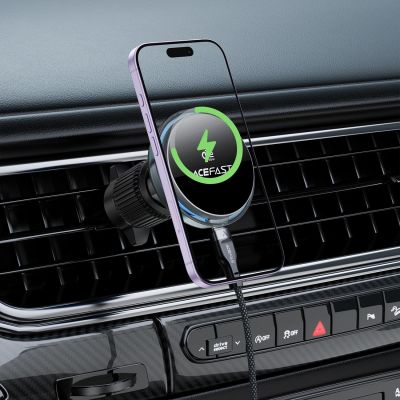9. Acefast D61 Magnetic Car Air Vent Holder with Qi2 25W Wireless Charging - Gray