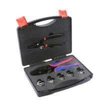 Crimping tool set with tool-free replaceable jaws + pliers