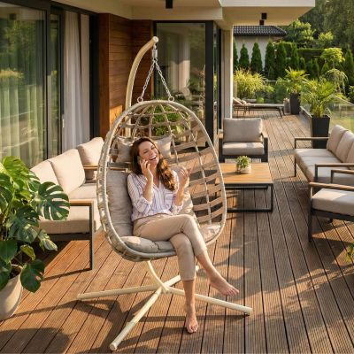 16. COCOON BEIGE HANGING CHAIR