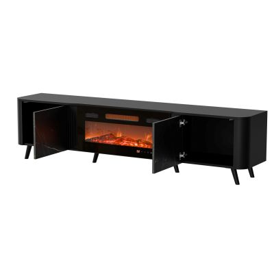 5. VOLARE TV cabinet 200x39x49 black/san sebastian + fireplace