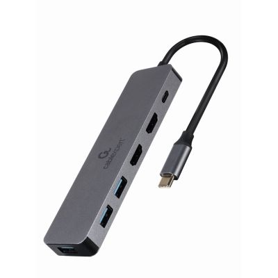 4. GEMBIRD MULTI ADAPTER USB TYPE-C 3IN1 SILVER HUB USB, HDMI, PD (100W)
