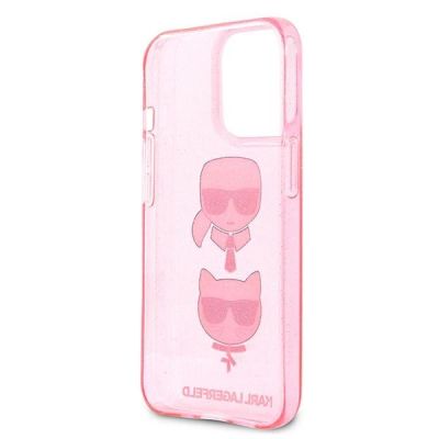7. Karl Lagerfeld KLHCP13LKCTUGLP iPhone 13 Pro / 13 6,1" różowy/pink hardcase Glitter Karl's & Choupette