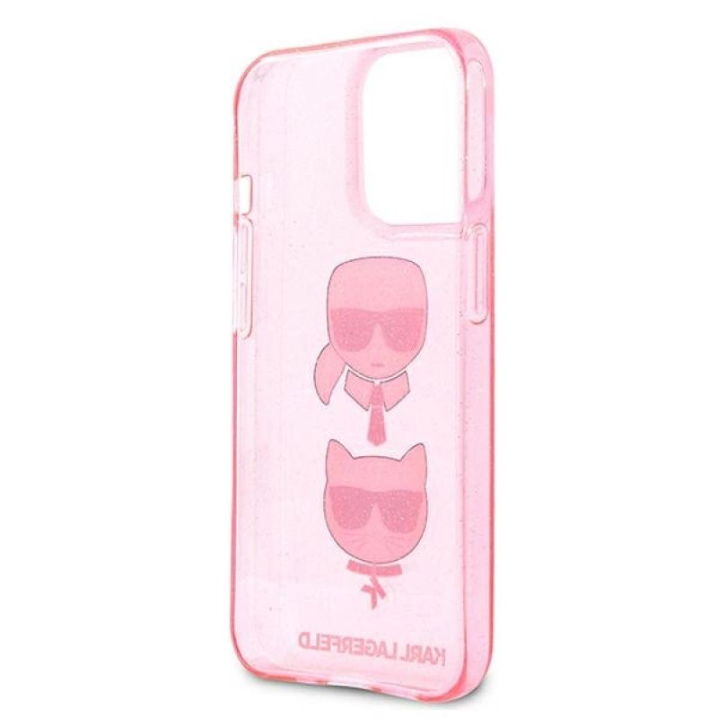 7. Karl Lagerfeld KLHCP13LKCTUGLP iPhone 13 Pro / 13 6,1" różowy/pink hardcase Glitter Karl's & Choupette