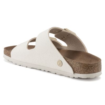 3. Birkenstock Arizona Vegan Women Textile Narrow Eggshell Flip-Flops for Narrow Feet (1022679)