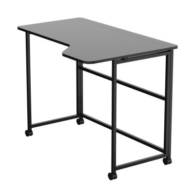 8. MACLEAN FOLDING DESK WITH WHEELS MACLEAN FOLDING DESK TABLE, BLACK, MOBILE, 100X65CM, MAX. 50KG, ANGLED, L-SHAPED, MC