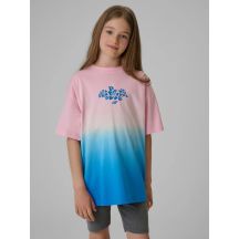 Girls' loose T-shirt with print 4F 4FJRSS26TTSHF4186-91A