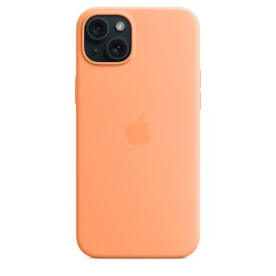 5. Silicone case with MagSafe sorbet orange iPhone 15 Plus