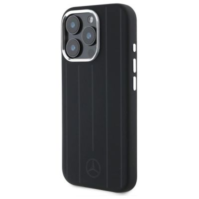 2. Mercedes Silicone Vertical Tonal Stripes MagSafe Case for iPhone 16 Pro Max - Black
