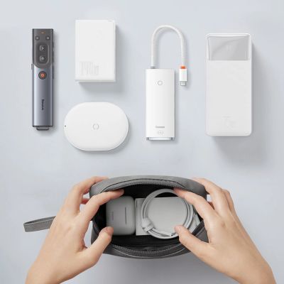 12. Baseus EasyJourney Series small travel bag phone pouch, headphones and other small items gray