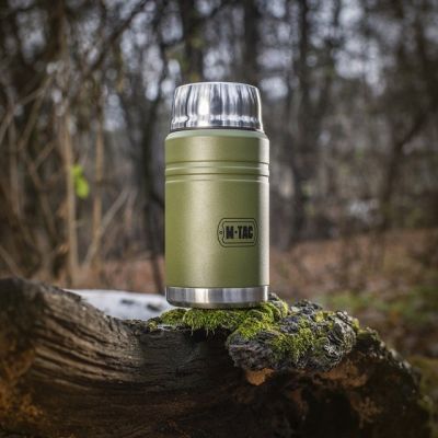 10. M-TAC Olive stainless steel lunch thermos with spoon, capacity 750 ml.