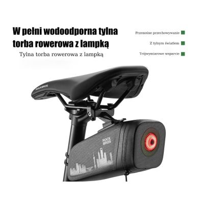 2. Rockbros Bike Saddle Bag with Light