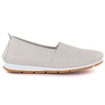 Women's beige leather slip-on shoes S.Barski LR61-7051