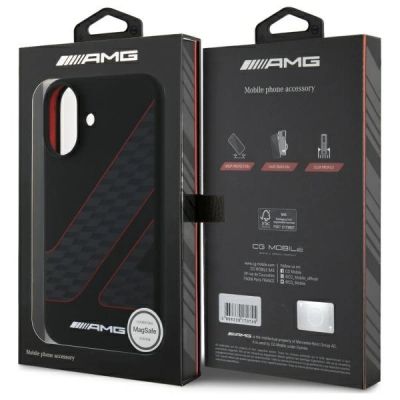 8. AMG Checkered Flag Pattern MagSafe iPhone 16 Case - Black