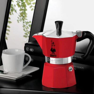 3. BIALETTI 3-cup coffee maker Moka Express 5466 red