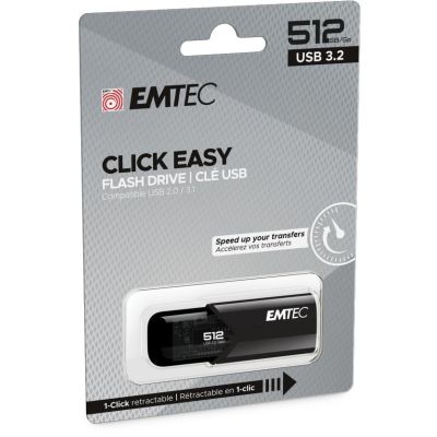 Emtec B110 Click Easy 3.2 USB Flash Drive 512GB USB Type-A 3.2 Gen 2 (3.1 Gen 2) Black
