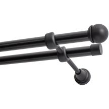 Double Curtain Rod Ø 19 mm Black 200 cm Ball Finial MAX KOWALSKI