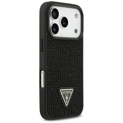 4. Guess Rhinestone Triangle Logo Case for iPhone 17 Pro - Black