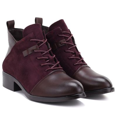 4. Women's suede insulated ankle boots, burgundy, M.Daszyński MR2458