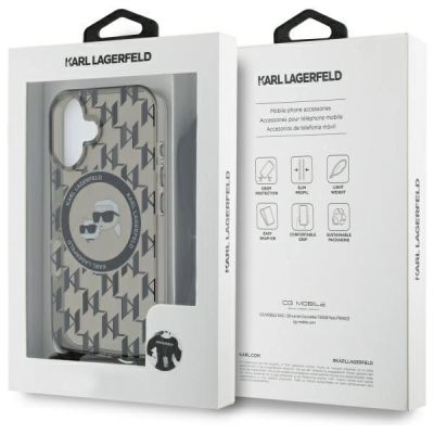 7. Karl Lagerfeld IML Crossbody Monogram Karl & Choupette Head MagSafe iPhone 16 Case - Black